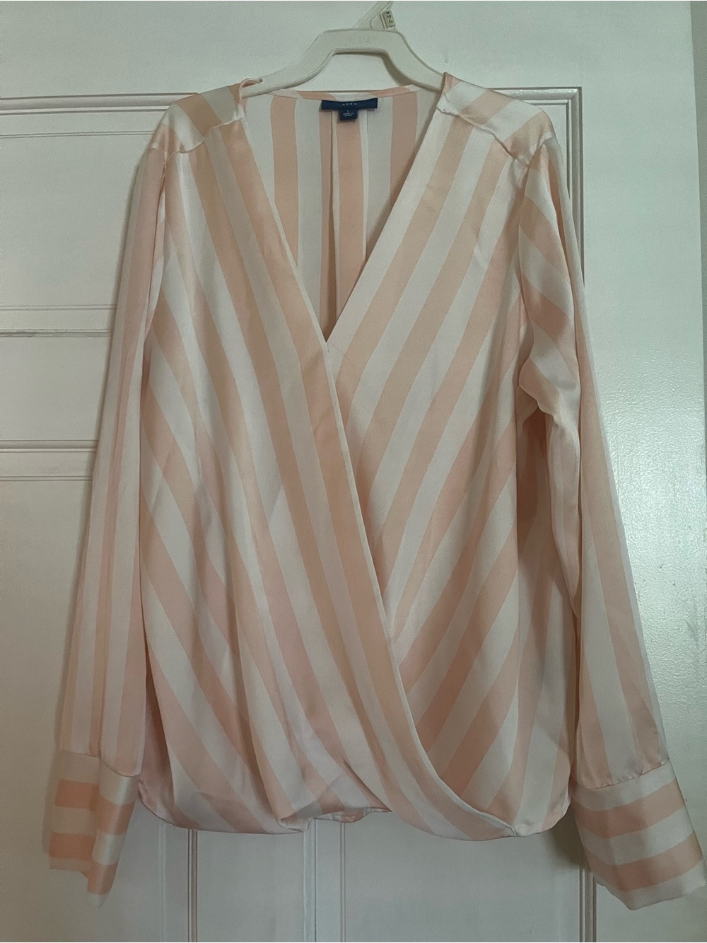 Apt. 9 Blush Pink and White Striped Wrap Blouse